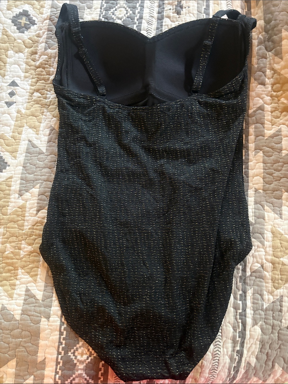 BMWT Black Gold Ruched Molded Cup One-Piece Swimsuit size 10 by Nip Tuck Swim - Picture 2 of 5